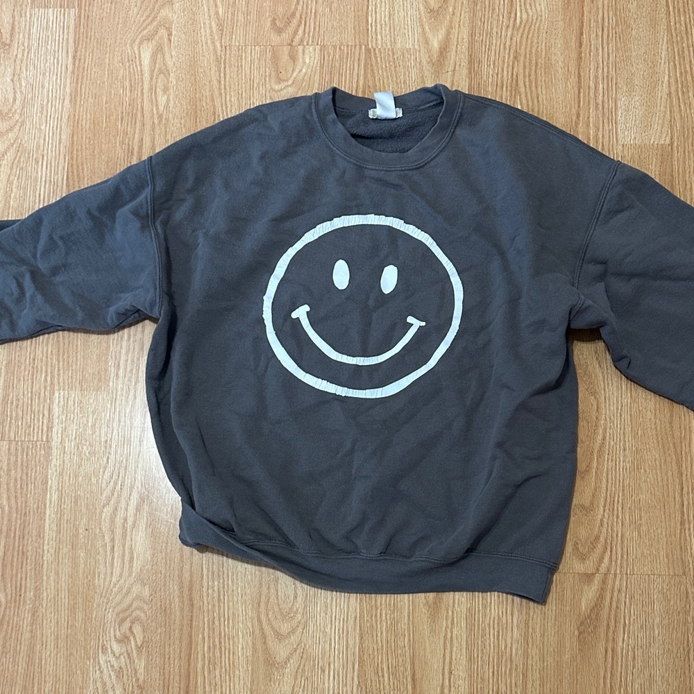 Altar'd State Charcoal Smiley Sweatshirt